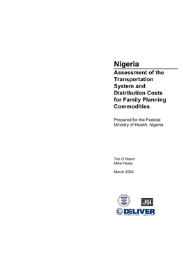 Assessment of the Transportation System and Distribution Costs for Family Planning Commodities