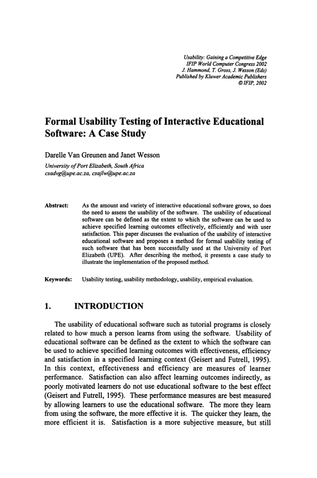 Formal Usability Testing of Interactive Educational Software: a Case Study