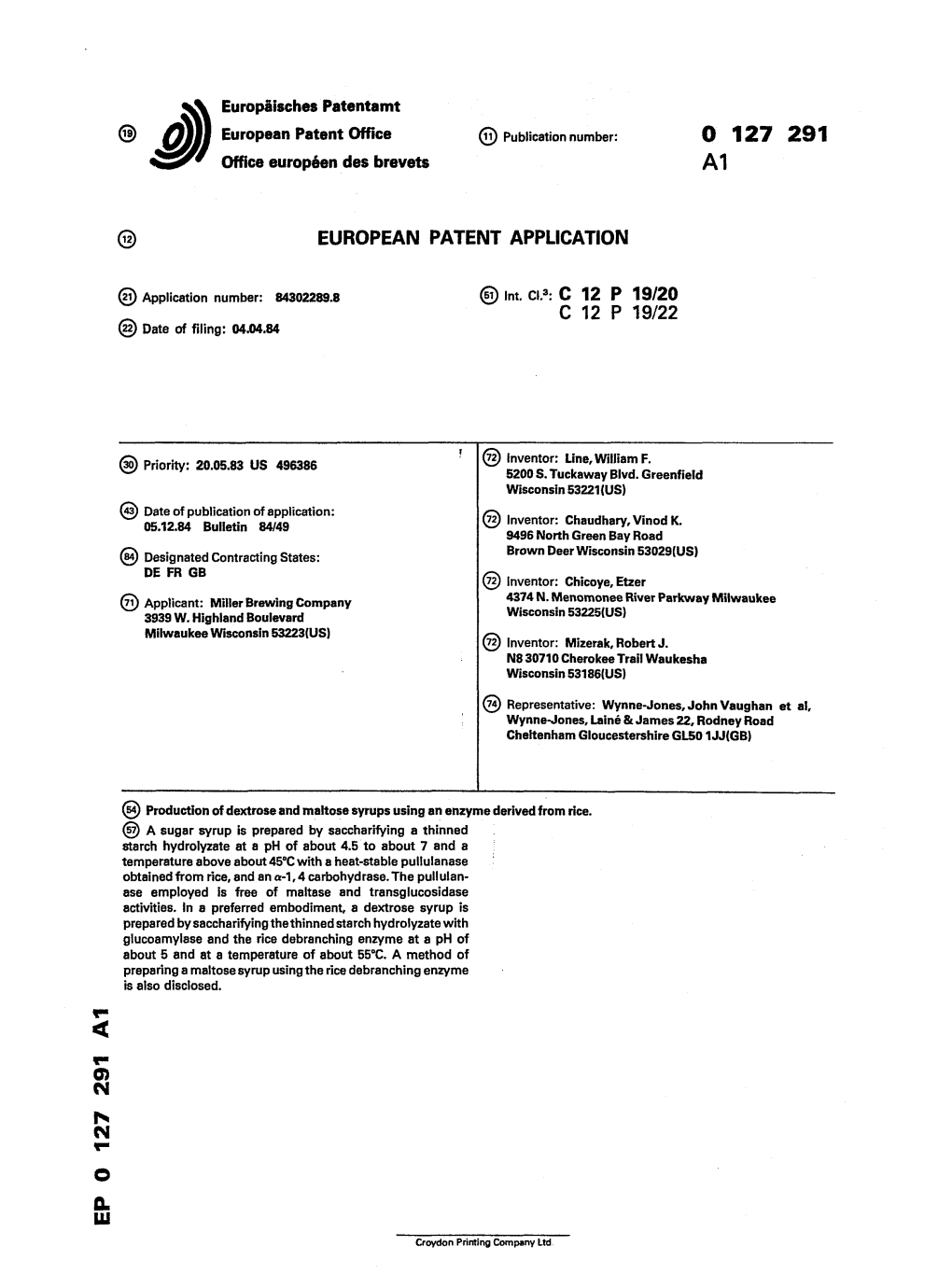 Production of Dextrose and Maltose Syrups Using an Enzyme Derived from Rice