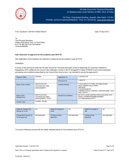 India Council for Technical Education (A Statutory Body Under Ministry of HRD, Govt