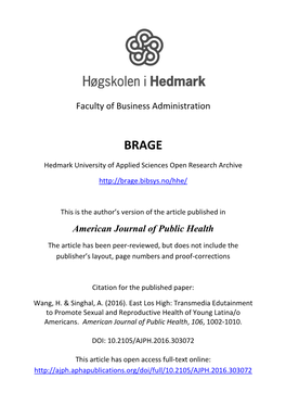 Faculty of Business Administration American Journal of Public Health