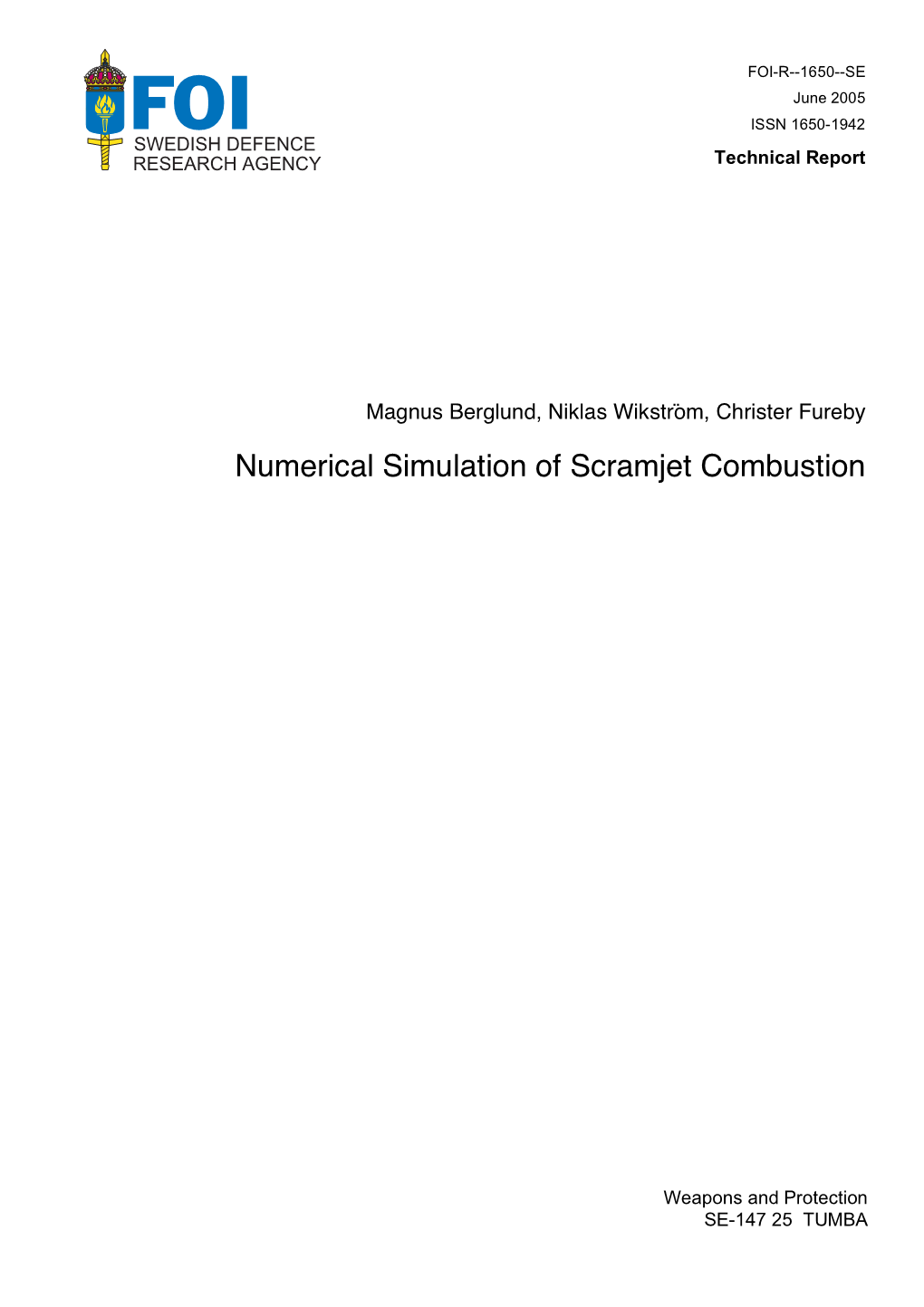 Numerical Simulation of Scramjet Combustion