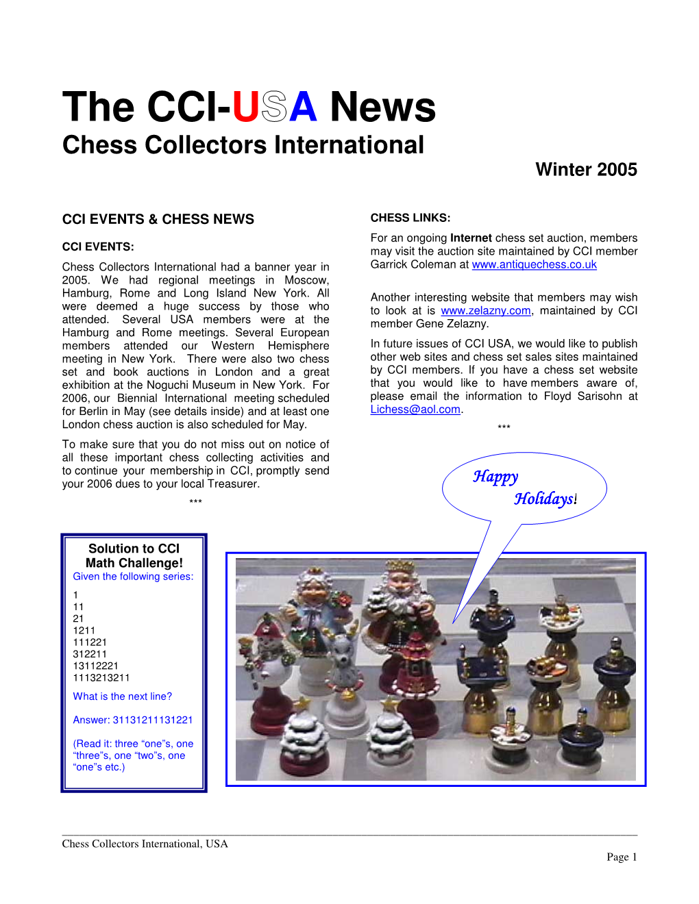 The CCI-U a News Chess Collectors International Winter 2005