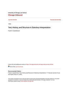 Text, History, and Structure in Statutory Interpretation