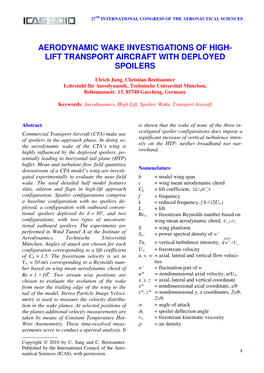 Aerodynamic Wake Investigations of Highlift Transport Aircraft with Deployed Spoilers