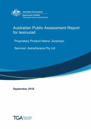 Australian Public Assessment Report for Lesinurad