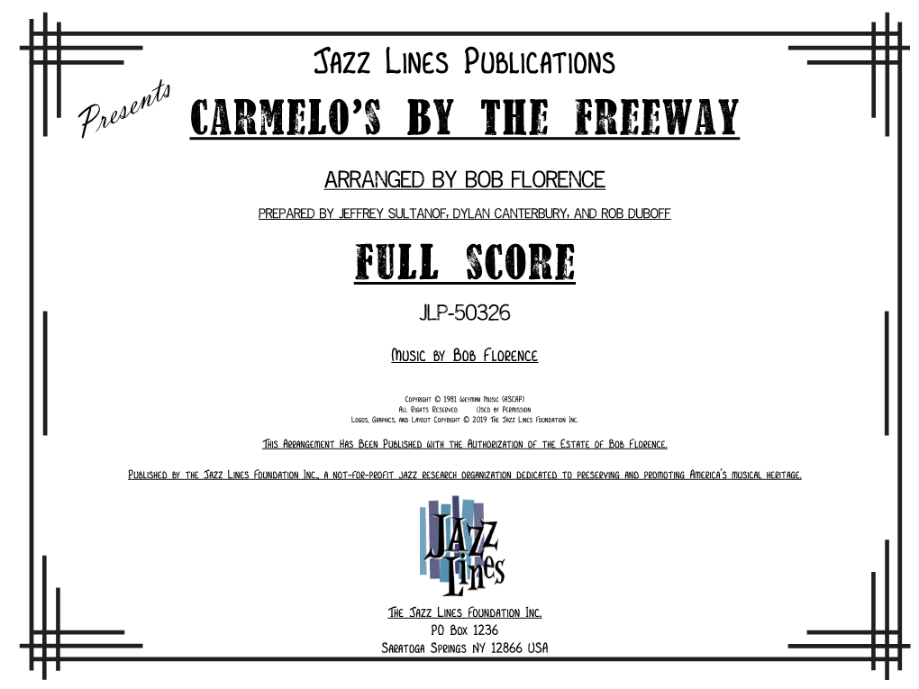 Carmelo's by the Freeway Full Score