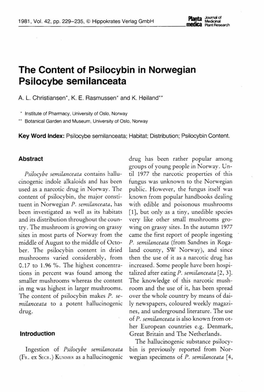 The Content of Psilocybin in Norwegian Psilocybe Semilanceata