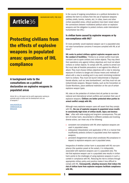 Protecting Civilians from the Effects of Explosive Weapons in Populated Areas: Questions of IHL Compliance