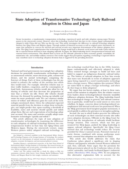 State Adoption of Transformative Technology: Early Railroad Adoption in China and Japan
