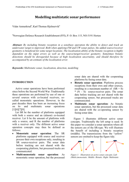 Modelling Multistatic Sonar Performance