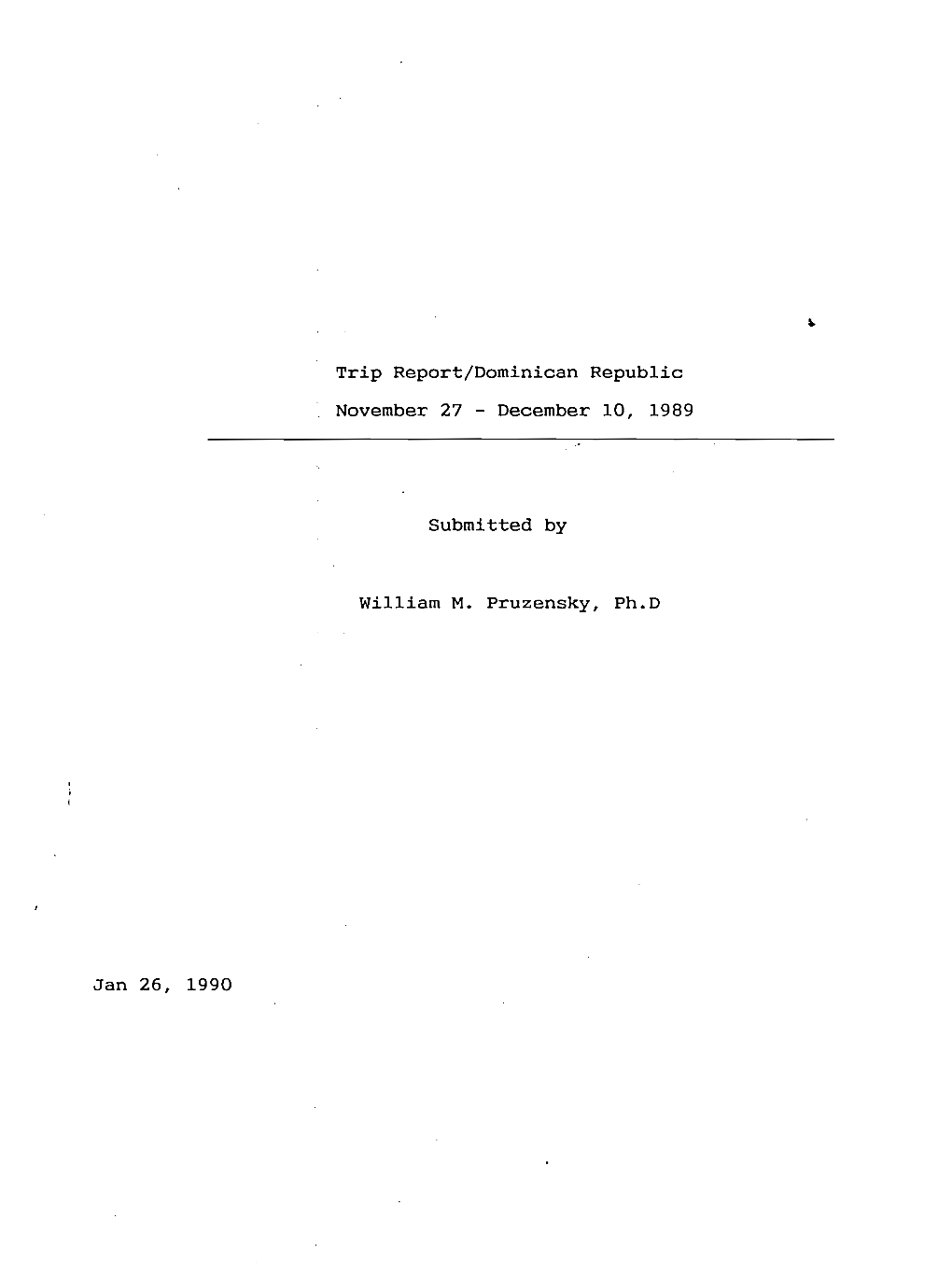 Jan 26, 1990 Trip Report/Dominican Republic November 27