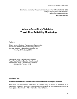 Atlanta Case Study Validation: Travel Time Reliability Monitoring