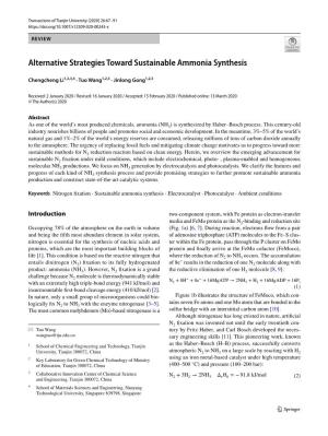 Alternative Strategies Toward Sustainable Ammonia Synthesis