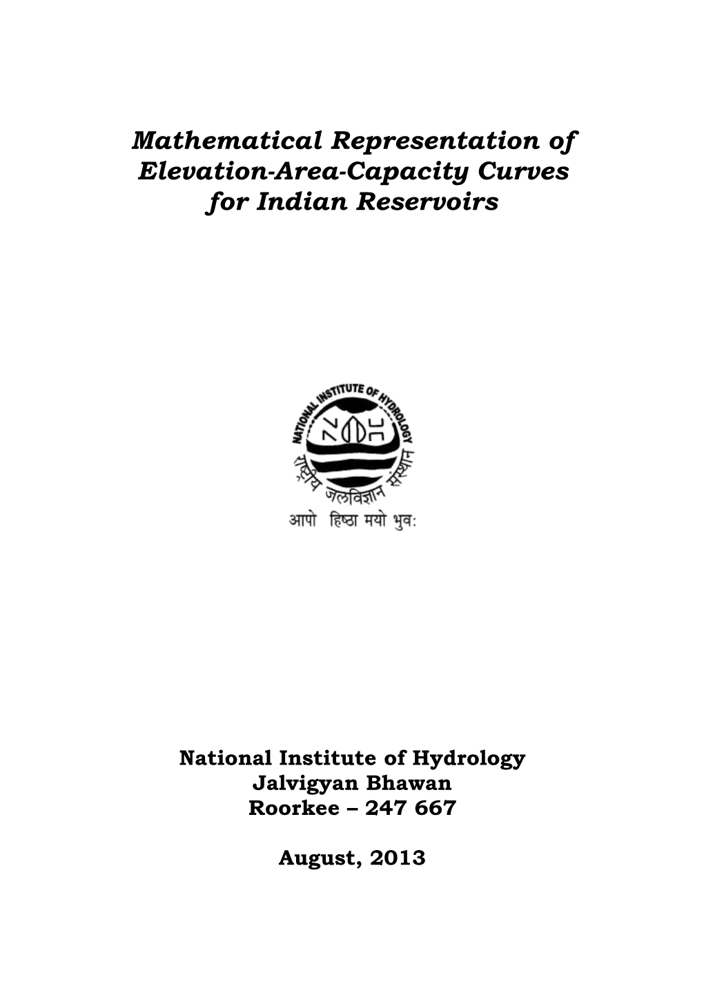 Mathematical Representation of Elevation-Area-Capacity Curves for Indian Reservoirs