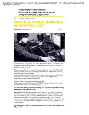 Virtual Interview with Virtual Riot