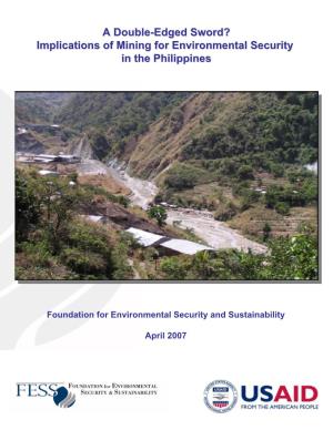 A Double-Edged Sword? Implications of Mining for Environmental Security in the Philippines