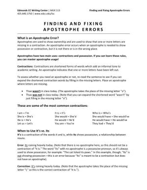Finding and Fixing Apostrophe Errors 425.640.1750 |