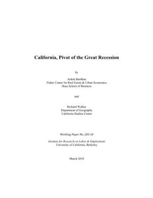 California, Pivot of the Great Recession