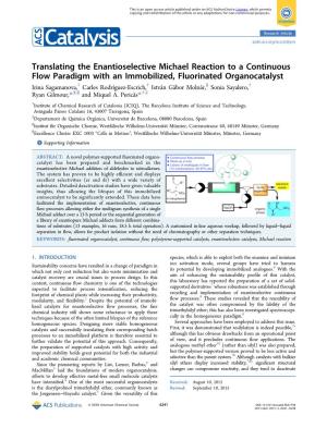 Translating the Enantioselective Michael Reaction to a Continuous