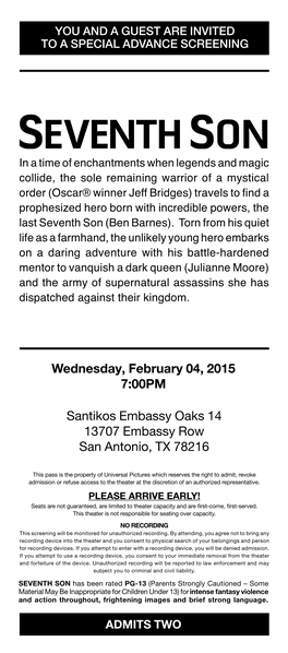 Wednesday, February 04, 2015 7:00PM Santikos