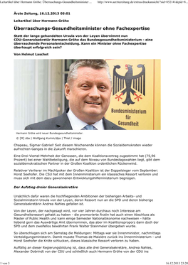 Leitartikel Über Hermann Gröhe: Überraschungs-Gesundheitsminister