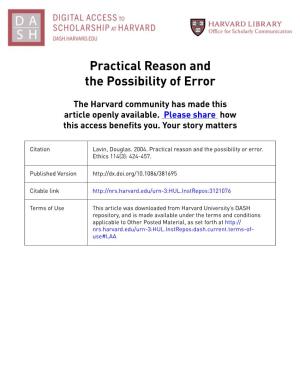 Practical Reason and the Possibility of Error