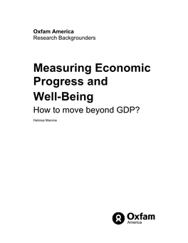 Measuring Economic Progress and Well-Being How to Move Beyond GDP?