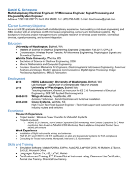 Daniel C. Schossow Career Summary/Objective Education