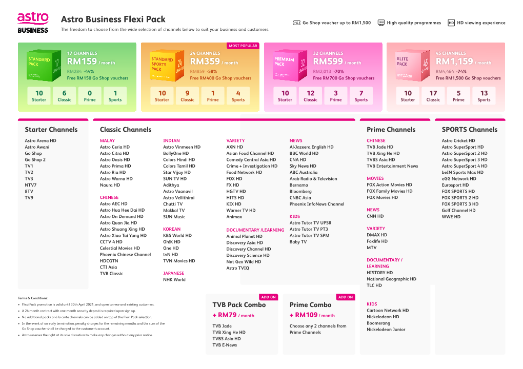 Astro Business Flexi Pack RM1,159/ Month