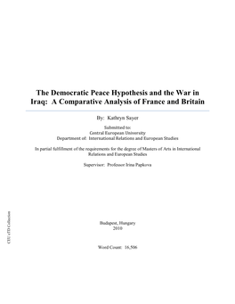 The Democratic Peace Hypothesis and the War in Iraq