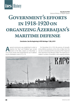 Government's Efforts in 1918-1920 on Organizing Azerbaijan's Maritime