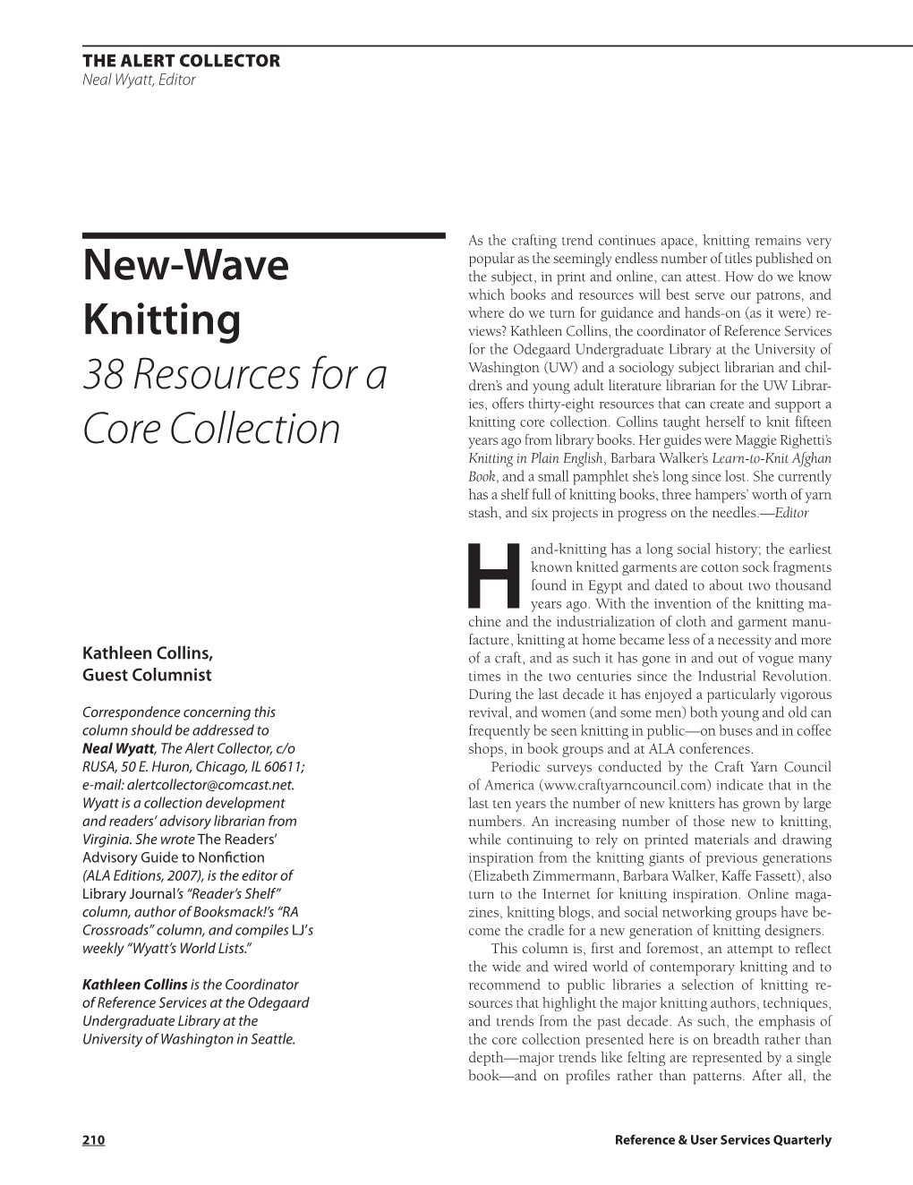 New-Wave Knitting 38 Resources for a Core Collection