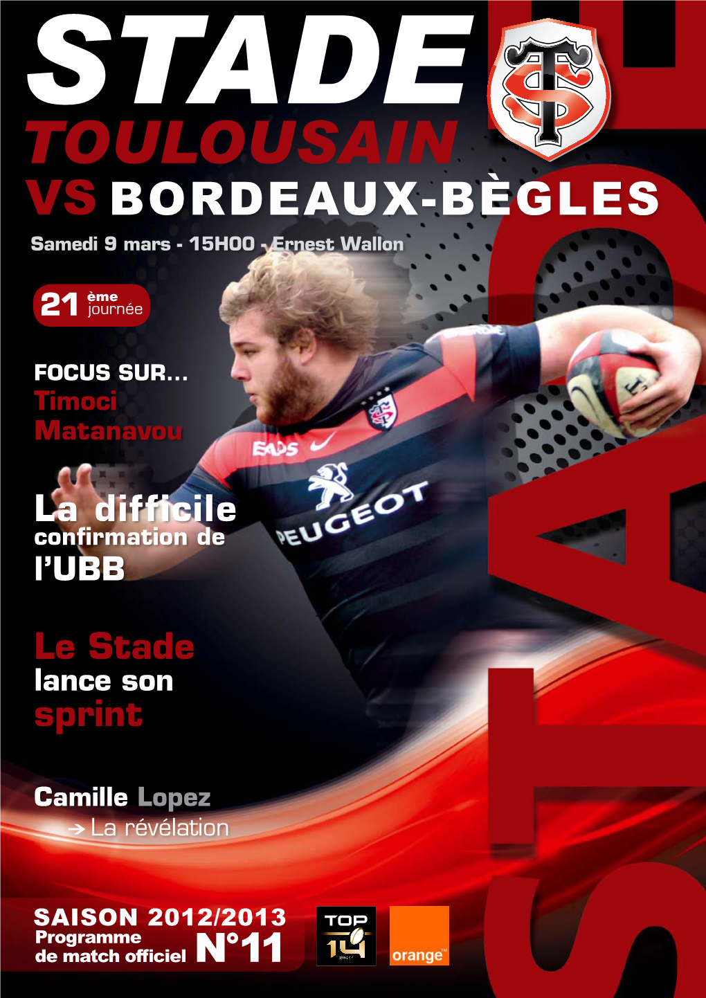 BORDEAUX-BÈGLES Samedi 9 Mars - 15H00 - Ernest Wallon