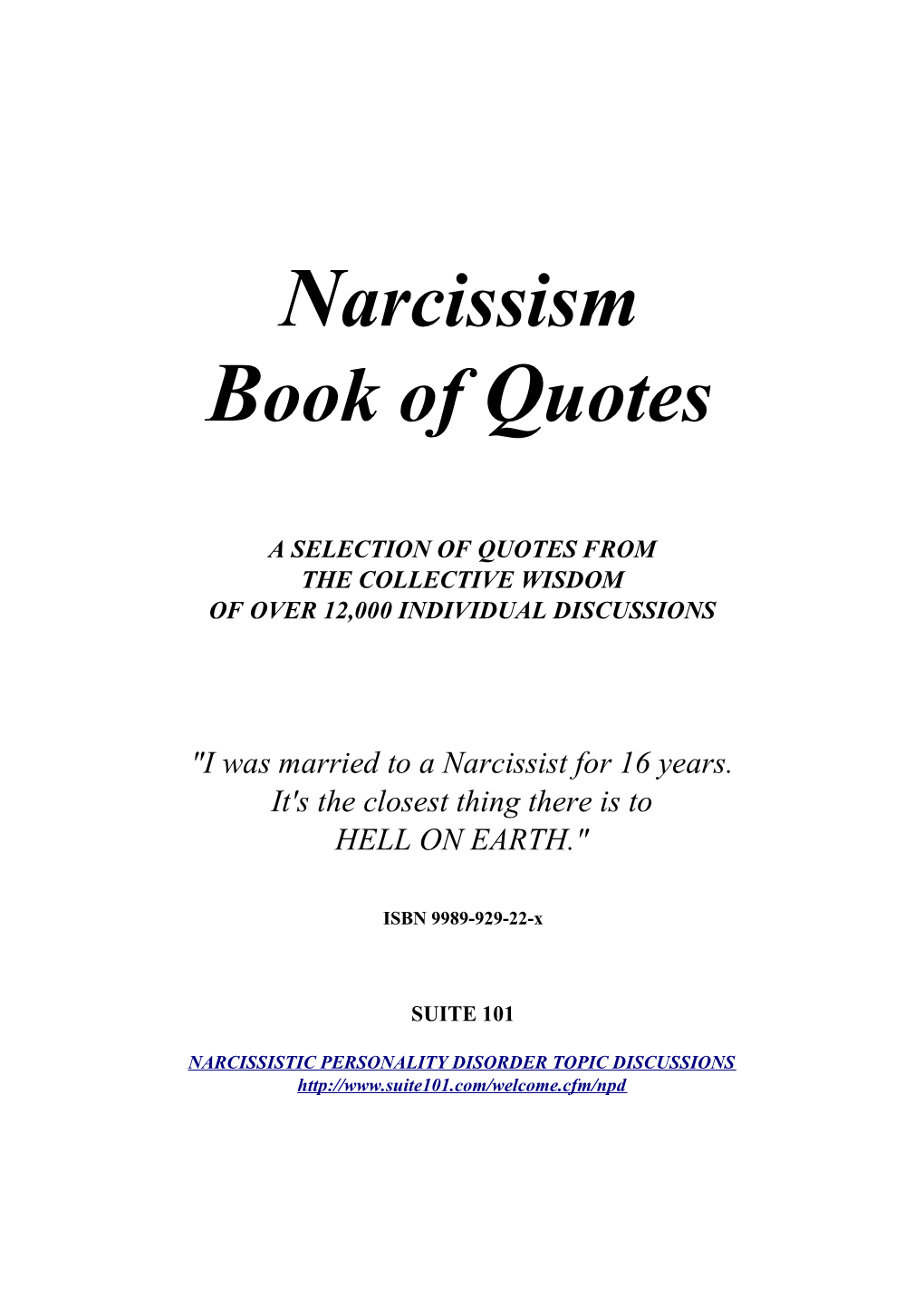 Narcissism Book of Quotes