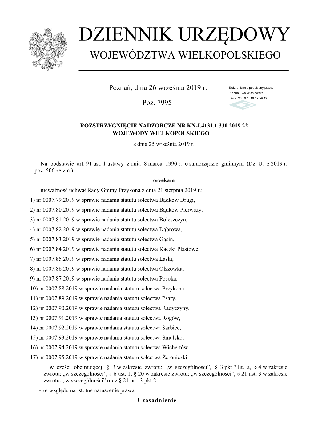 Rozstrzygnięcie Nadzorcze Nr KN-I.4131.1.330.2019.22 Z Dnia 25