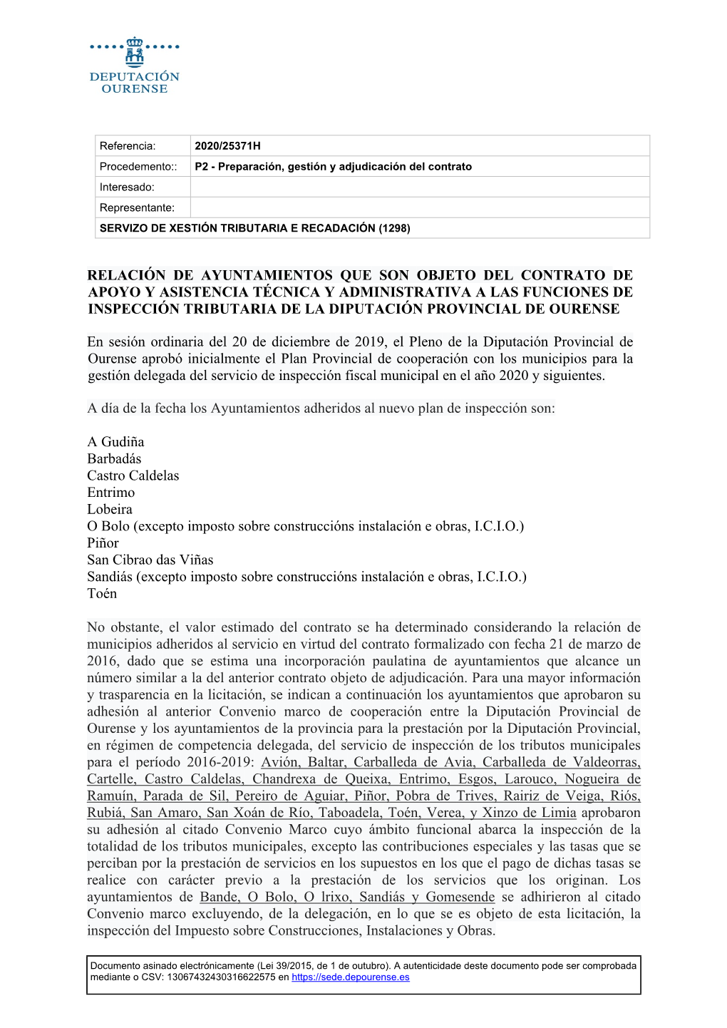 Relación De Ayuntamientos Que Son Objeto Del