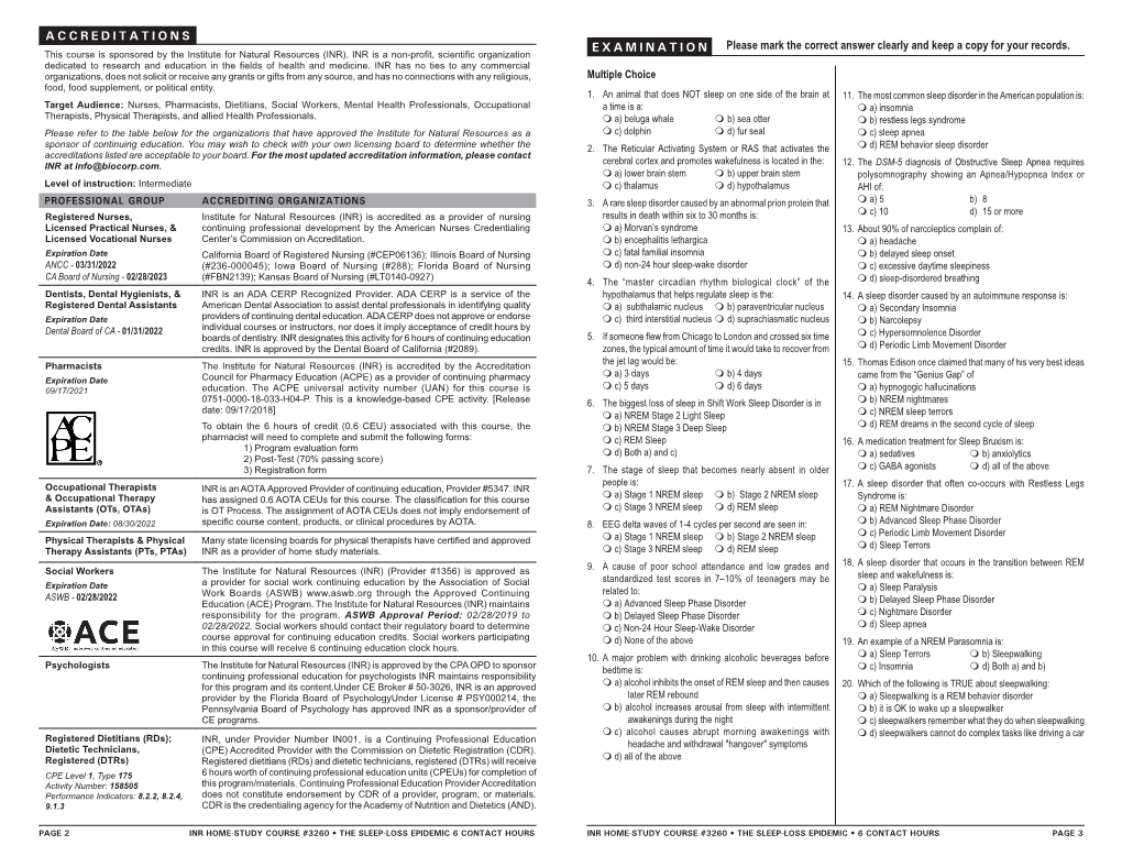 The Sleep-Loss Epidemic Accreditation