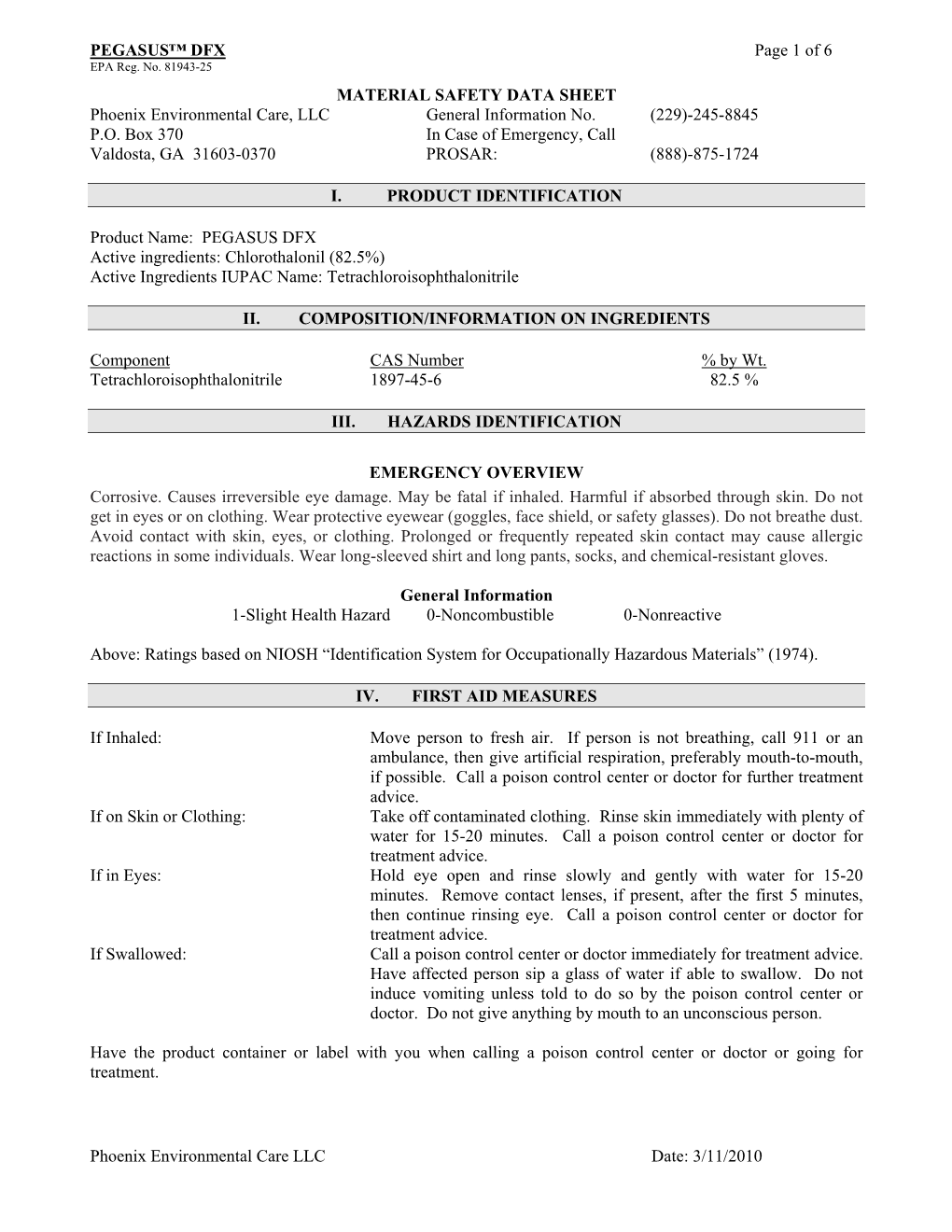 PEGASUS™ DFX Page 1 of 6 Phoenix