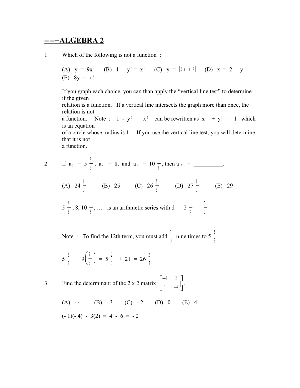 1. Which of the Following Is Not a Function