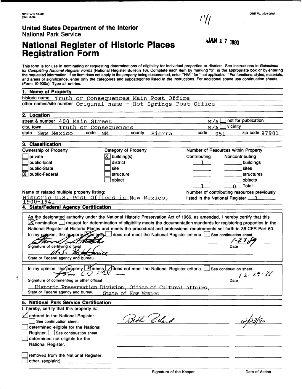 National Register of Historic Places Continuation Sheet