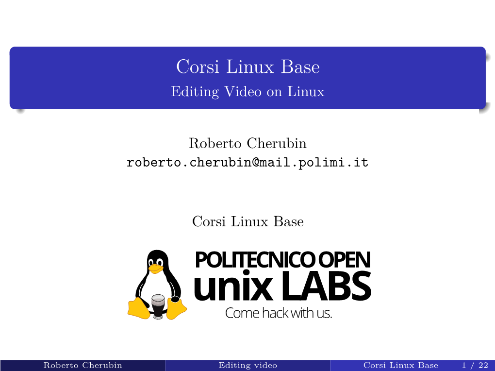 Corsi Linux Base Editing Video on Linux