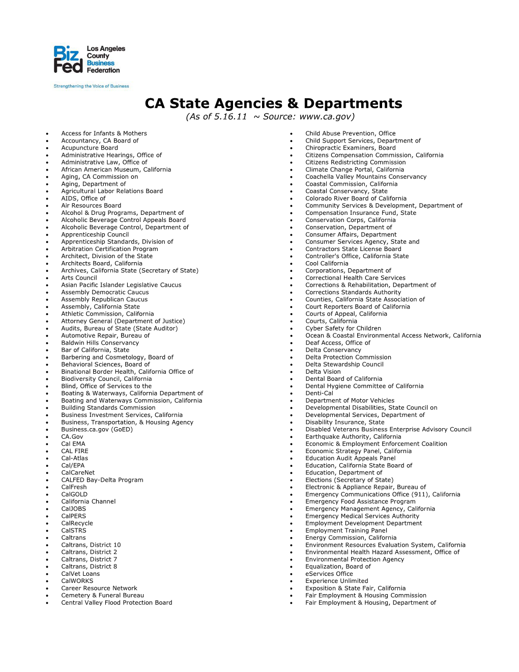 CA State Agencies & Departments