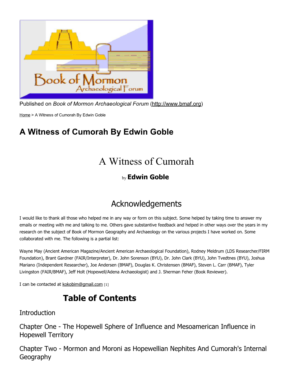 A Witness of Cumorah by Edwin Goble