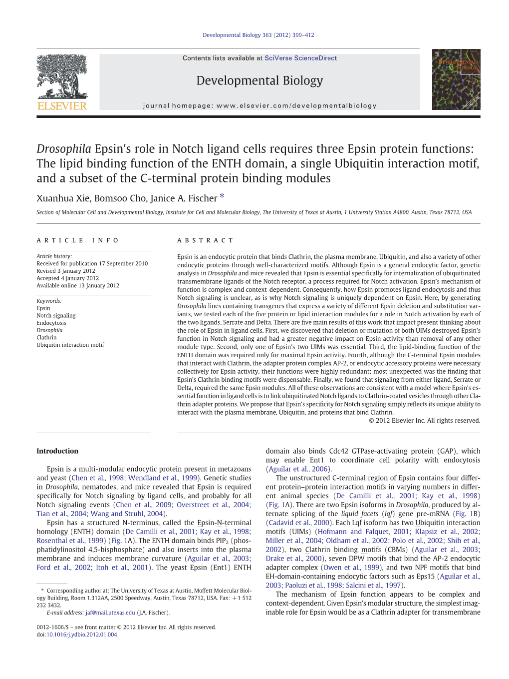 Drosophila Epsin's Role in Notch Ligand Cells Requires Three