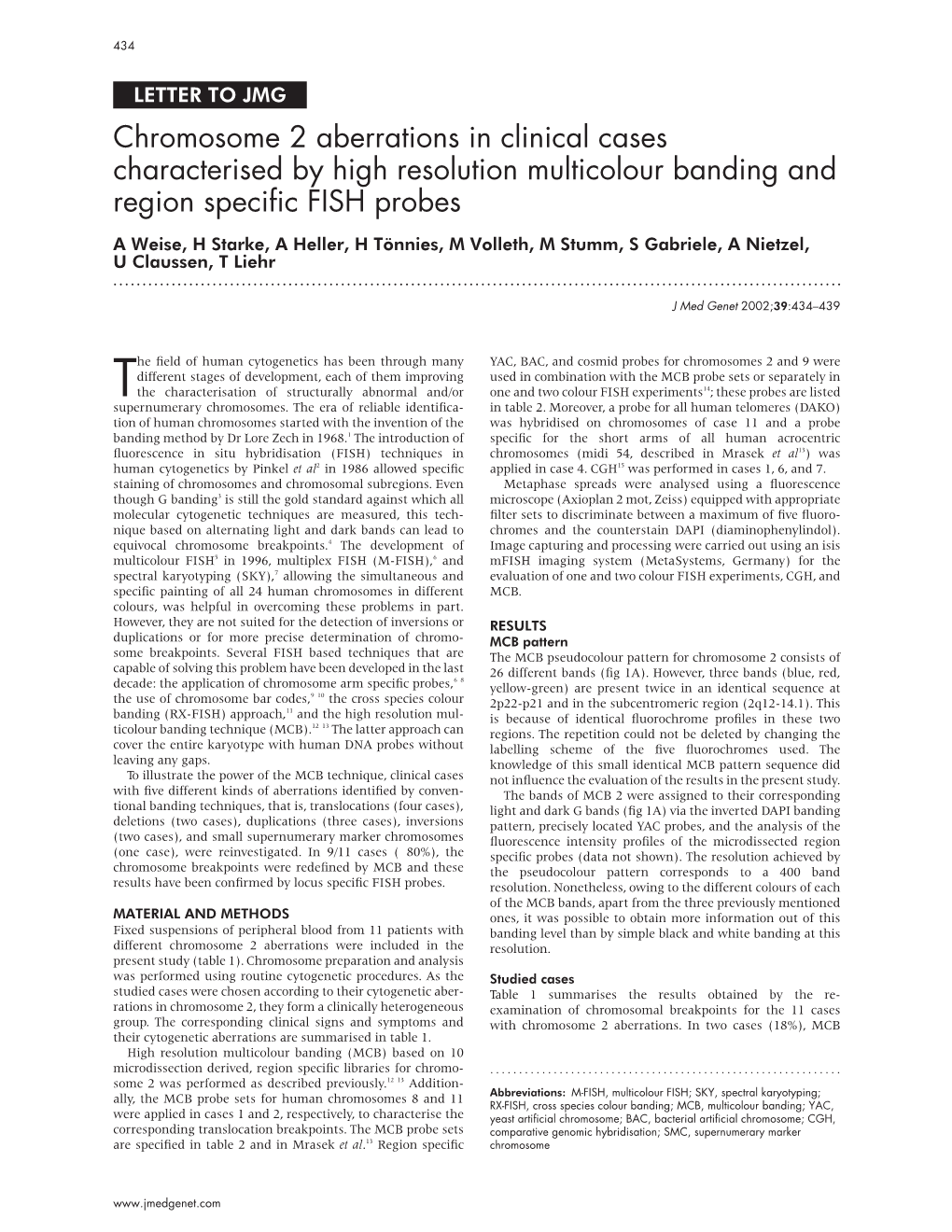 Chromosome 2 Aberrations in Clinical Cases Characterised by High