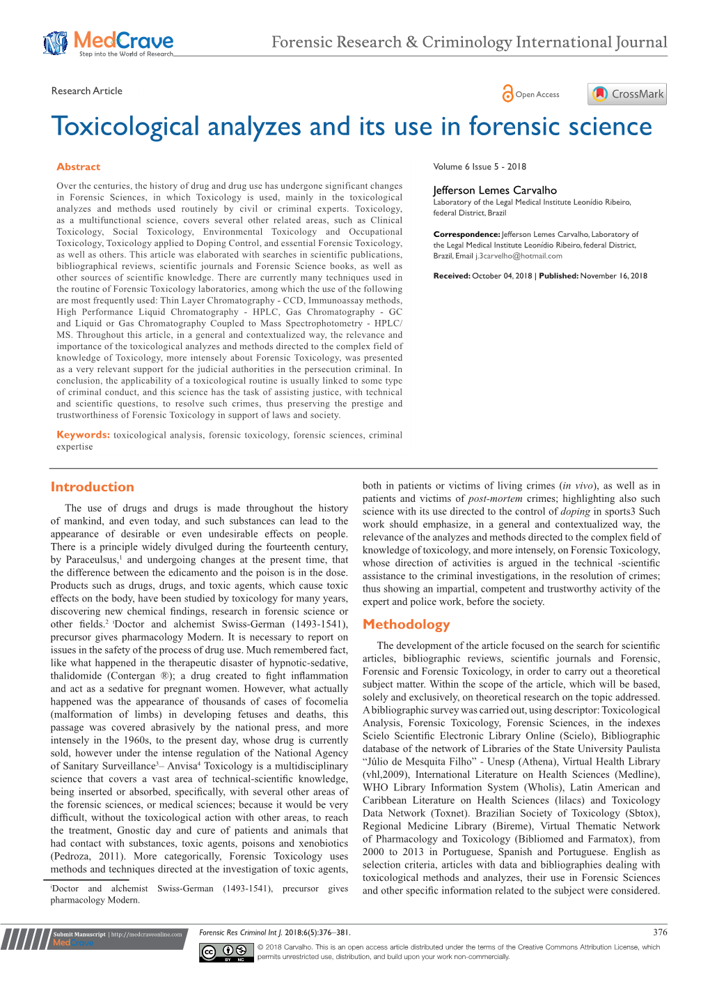 Toxicological Analyzes and Its Use in Forensic Science