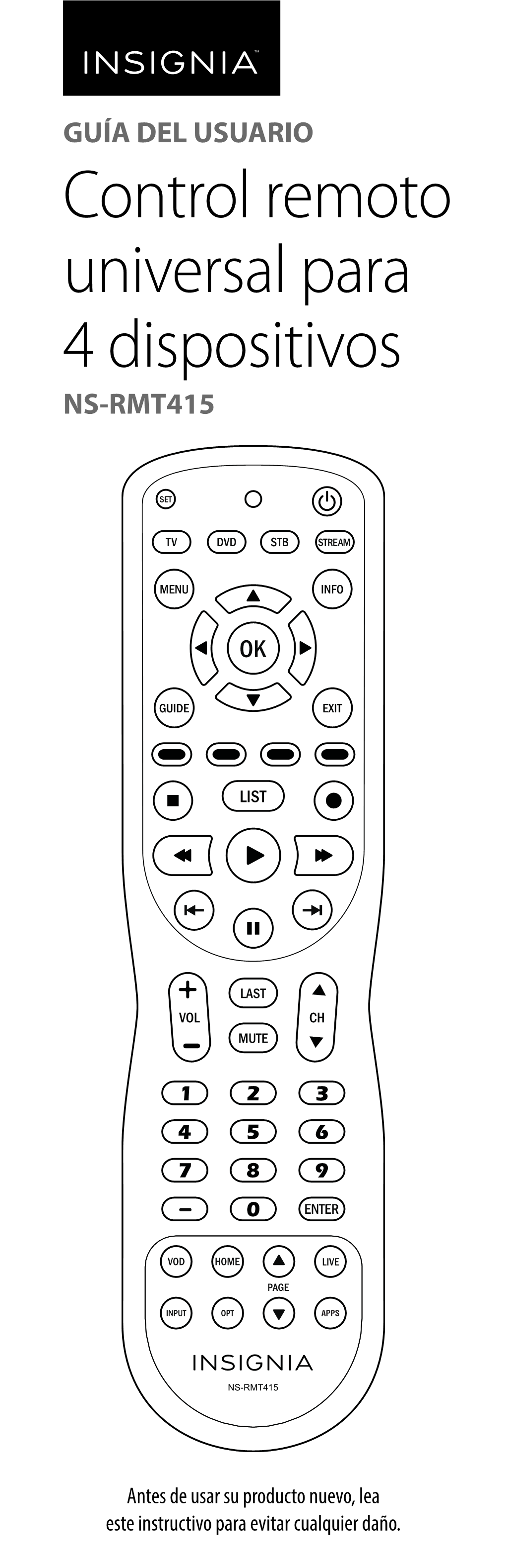 Control Remoto Universal Para 4 Dispositivos NS-RMT415