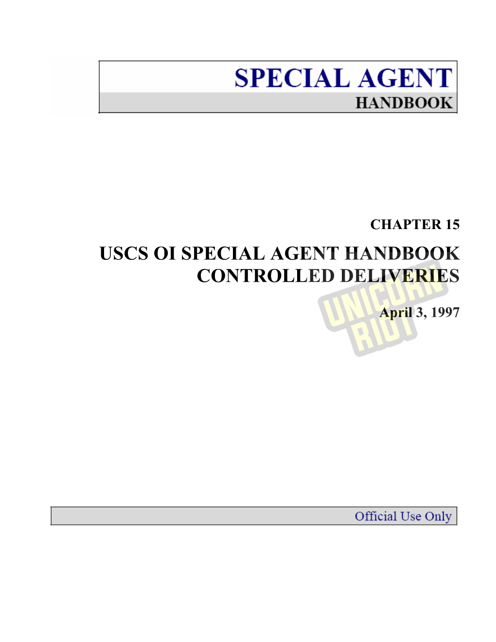 Special Agent Handbook