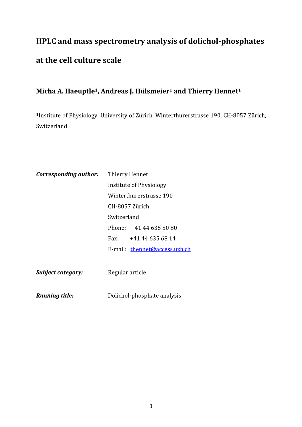 HPLC and Mass Spectrometry Analysis of Dolichol-Phosphates at the Cell Culture Scale